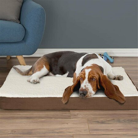 DARETOCARE Orthopedic Sherpa Top Pet Bed with Memory Foam & Removable Cover - Brown DA3253083